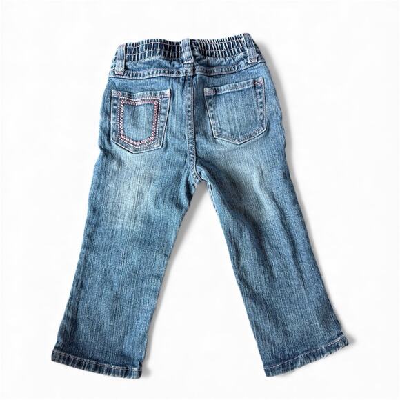 Y2K Girls Bongo Pink Flower Embroidered Jeans - Picture 2 of 5